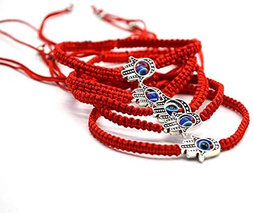 Reizteko 4pcs Lucky Hamsa String Line Bracelets Kabbalah Bracelets Braed String Cord e girando