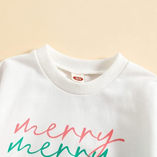 Criança infantil meninas meninas de Natal de manga longa impressões de letra de letra de pullovers