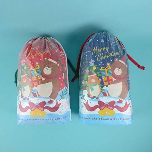 ABAODAM 10PC Christmas Double- Deck Sacos de doces de cordão de Natal Bolsa de presente tema Bolsa criativa