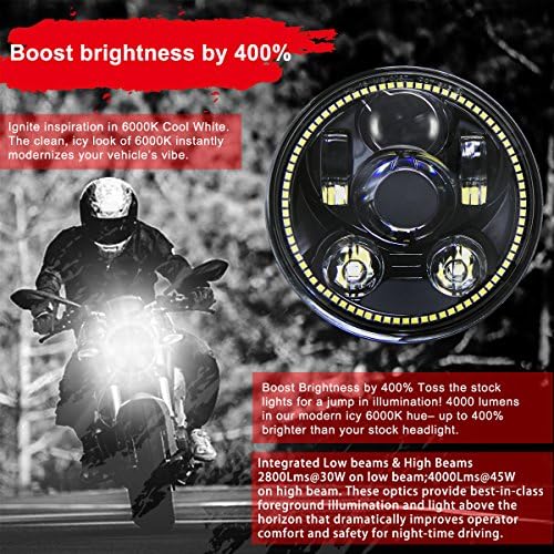 Wisamic 5-3/4 5,75 polegadas LED FARECTL -Com Halo DRL compatível com Harley Davidson Dyna Street Bob Super Wide