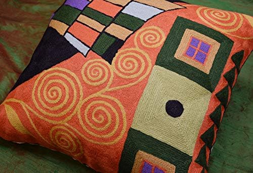 Klimt Orange Modern Throw Pillow Capa | Travesseiro abstrato de laranja | Travesseiro de sofá moderno