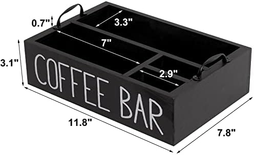Organizador da estação de café Organizador de acessórios de café de madeira para balcão, cesta de armazenamento