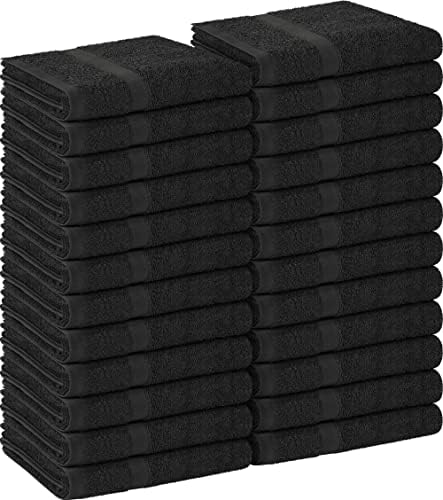 Toalhas de utopia toalhas de salão preto, pacote de 24 toalhas altamente absorventes para a mão,