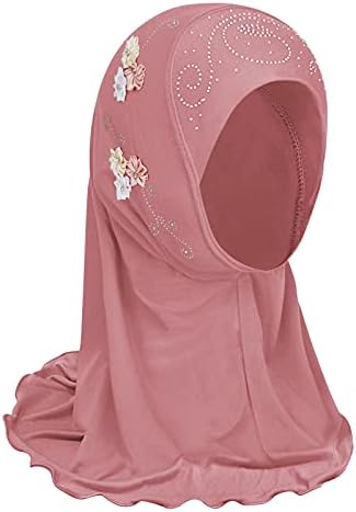 Ylucky meninas muçulmanas hijab de renda floral lacta lenço crianças garotas islâmicas xale de cachecol arabrina