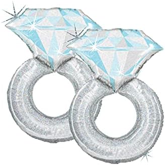 Conjunto de 2 Sparkling Diamond Ring Jumbo de 38 Balões de Balões de Chuveiro de Noiva