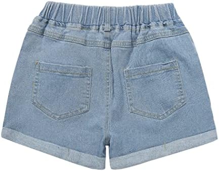 YVINAK garotas esticadas shorts de jeans pequenas garotas algemadas puxar em shorts de jeans de 5 bolso