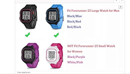 Banda de substituição Compatível com Garmin Forerunner 25 GPS Running Watch Wrist Fitness Tracker