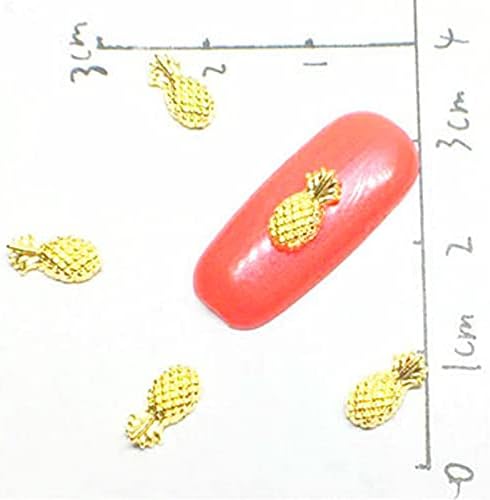 Adesivos de decorações de unhas douradas adesivos Hawaii Pineapple 3D Charm Supplies Summer Bling