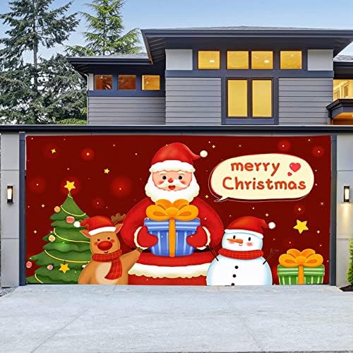 Dbylxmn Christmas ao ar livre Porta de garagem Tapestry pano de férias decoração de pano de fundo