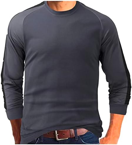 Masculino T-shirts Spring T Camisetas de manga longa lateral lateral listrado de retalhos Slim Fit Tops Camiseta