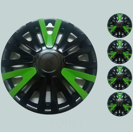 Conjunto de copri de tampa de 4 rodas 13 polegadas preto verde cubos encaixes toyota yaris Prius