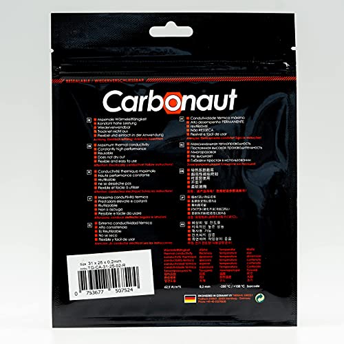 Carbanaut térmico Grizzly - Pad Térmica de Carbono - não adesivo, flexível e reutilizável - Condutividade