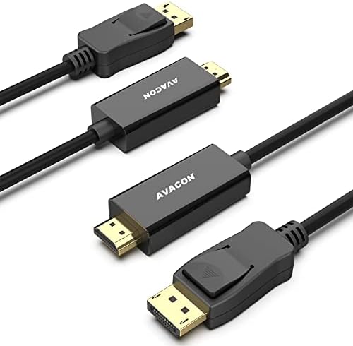 Avacon DisplayPort para HDMI 6 pés banhados a ouro 2 pacote, porta de exibição para adaptador HDMI masculino