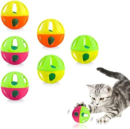 Andiker Cat Ball Toy With Bell, 6pack Conjunto de Ball Plástico Plástico Plástico para Treinamento