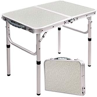 Redswing Small dobring Table portátil 2 pés, mesa dobrável pequena altura ajustável, mesa de acampamento