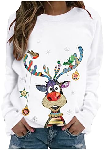 Camisola de Natal feio para mulheres camisas de manga longa Crewneck Sweatshirt Holiday Tops Fall Roupas saindo