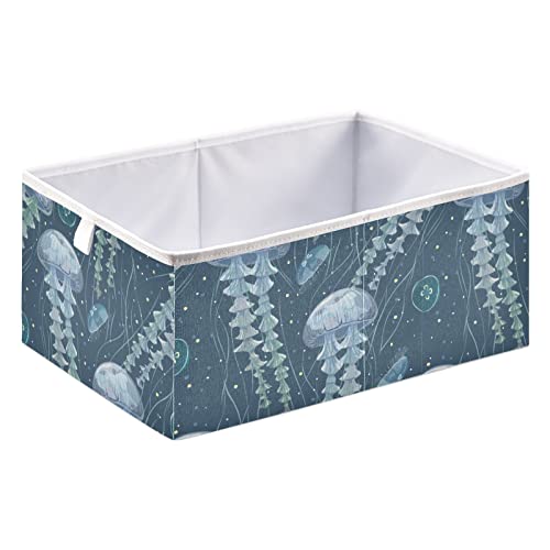 Blue Wellyfish Cube Bin Bin Bins de armazenamento dobrável cesta de brinquedos à prova d'água para caixas de