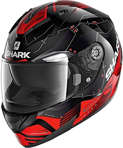 Shark Unisex-Adult Facle Face Ridill 1.2 Meca-Black/Red/Silver-M.