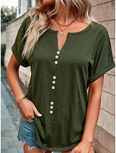 Camisa do outono de verão feminino manga curta 2023 algodão profundo V de pescoço de pescoço para cima camiseta