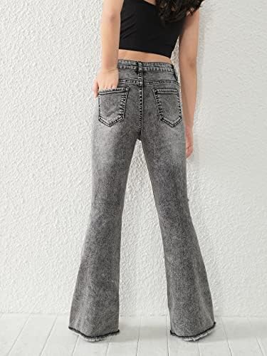 Floerns Girls Casual Jeans Jeans de cintura alta com bolso