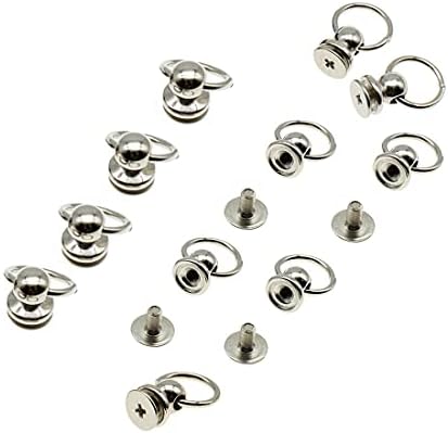 Hajxzh 30 conjuntos de couro rebite de cabeça redonda para anéis de metal de couro para artesanato