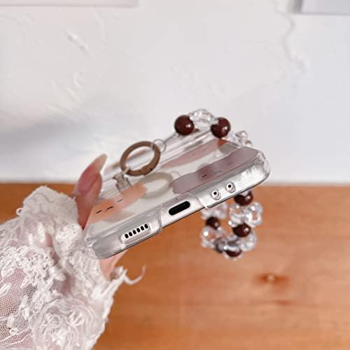 Mulheres Caso fofo compatíveis com Samsung Galaxy Z Flip 3, Case Slim Kawaii Brown Urso Hard Tampa