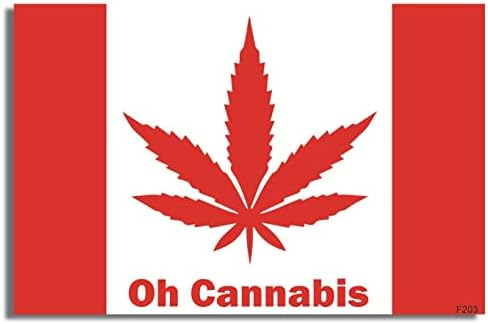 Gear Tatz - Oh cannabis - Funny, Paródia de bandeira canadense - adesivo ou ímã de carro - feito profissionalmente
