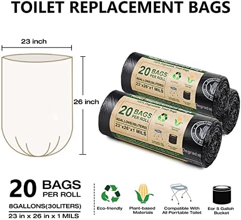 Blika 60 Count portáteis sacos de substituição do banheiro e vaso sanitário portátil em forma de U