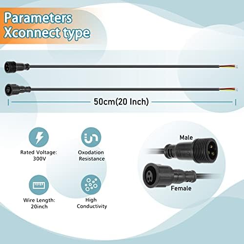 Xconnect tipo 3 núcleo 10 par de 20 polegadas conectores de LED à prova d'água do conector de pigtail