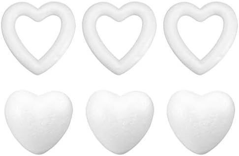 Excelt 6pcs modelagem forma de espuma de espuma branca em branco Coração Hollow Poliestireno Ornamento Diy Craft