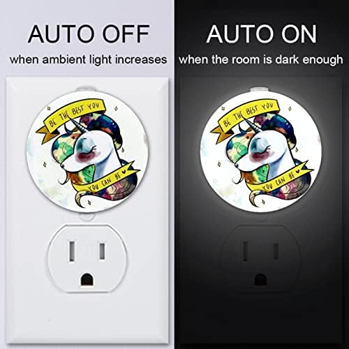 2 Pacote de plug-in Nightlight LED Night Light Unicorn Aquare