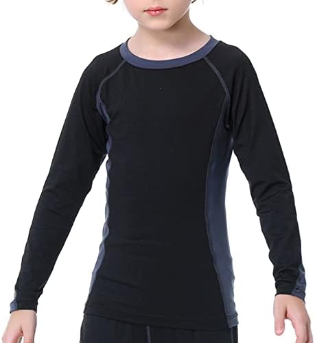 Fldy Kids Boys Thermal Rouphe Sports Sports Camisetas de manga longa Camada de base de pescoço