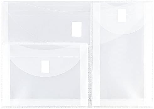 Jam papel de plástico de plástico envelopes com fechamento de gancho e loop - 3 bolsos - livreto de cartas - 9