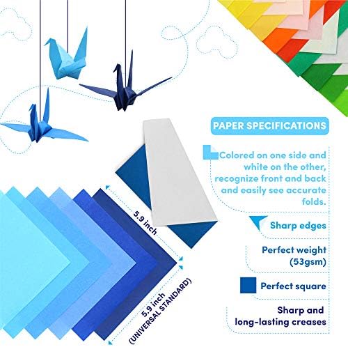 320 folhas de papel de origami tradicional de polpa de madeira pura, 32 cores vibrantes, 10 folhas