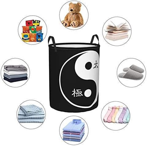 Tai chi yin yang lavanderia cesto cesto circular cesto de lavanderia dobrável para cesto de banheiro