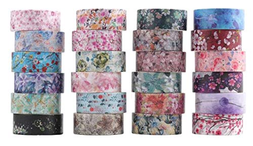 KooLemon 24Rolls/Set Flower floral washi toca de fita adesiva para decorações de scrapbooking diy diy