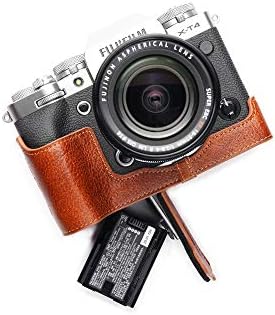 Caixa da câmera X-T4, Bolinus feita à mão de couro genuíno de meia câmera de capa de câmera para fujifilm