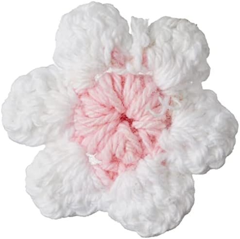 Flor de renda de crochê | 1,25 | branco/rosa | 1 pc.