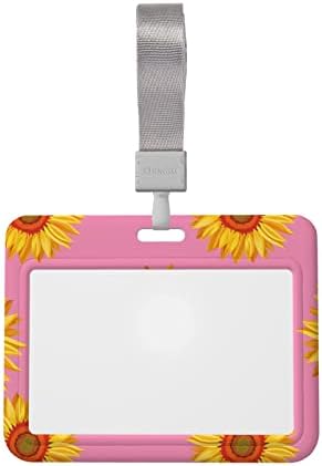 Caso de cartão horizontal Caso de aquarela Sunflower Summer Pink ABS Nome Tags titulares de crachá