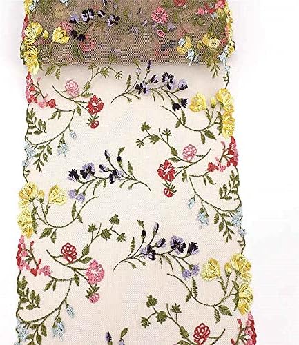 Flores de chiffon panchitalk apliques 1 jardas de malha bordada de malha de renda de fita para roupas