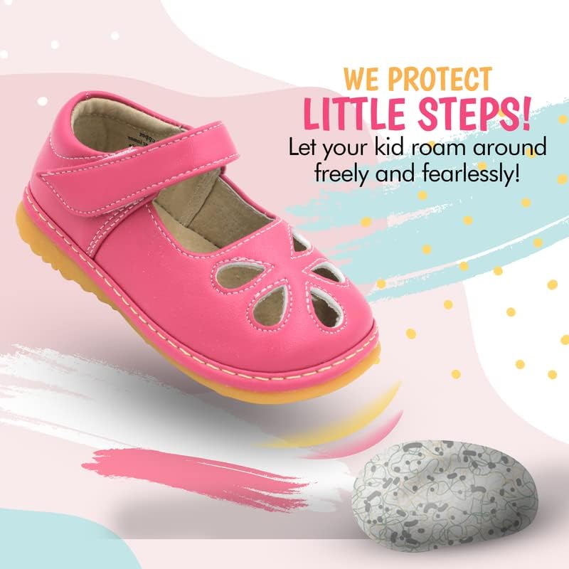 Little Mae's Boutique Mary Jane Shop Shoes para meninas para crianças, sapatos de caminhada ideais com Squeaker