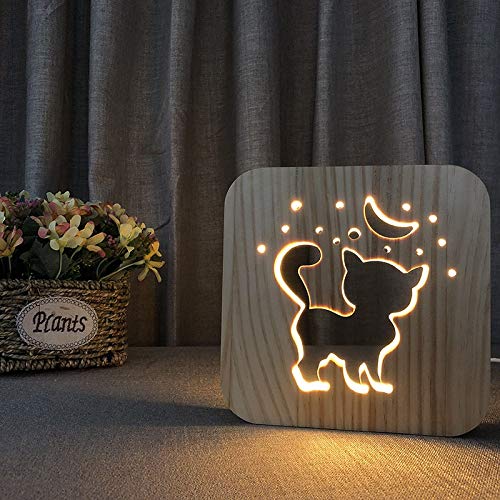 XDG CAT Tema 3D Lâmpada de madeira Led Night Light Light Home Room Decoração Lâmpadas de mesa criativas