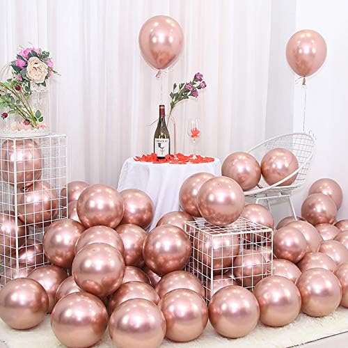 Balões de ouro rosa metálico cromados para festa 50 pcs com 12 polegadas de balões de látex de espessura