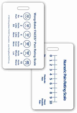 Wong-Baker Faces® Dor Classificação Escala Vertical w/NRS Guia de referência de bolso do cartão de identificação