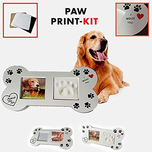 Dog-Paw Print Kit-Dog-Dog em forma de osso Memorial Memorial FOTSAKE FOTO- CLAY TINT INQUISTA DOM