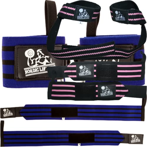 Pacote de pulso super pesado - pacote azul com envoltórios de pulso e pacote de tiras de elevação - rosa
