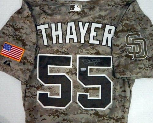 2013 San Diego Padres Dale Thayer 55 Game usado Jersey Brown Camo SDP1135 - jogo usado MLB Jerseys