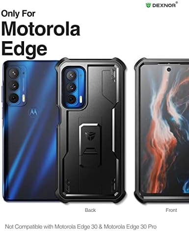 Dexnor para Motorola Moto Edge 2021 Caso | Motorola Edge 5G UW Case, [Protetor de tela construído e kickstand]