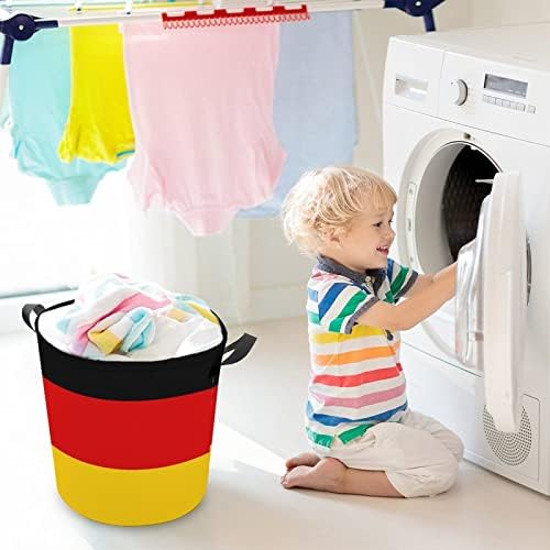 Bandeira da lavanderia Alemanha cestas de tecido redondo de lona com alças Bolsa de roupas de