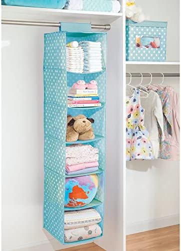 Mdesign Soft Taber Over Closet Haste pendurado Organizador de armazenamento com 6 prateleiras para crianças/berçário